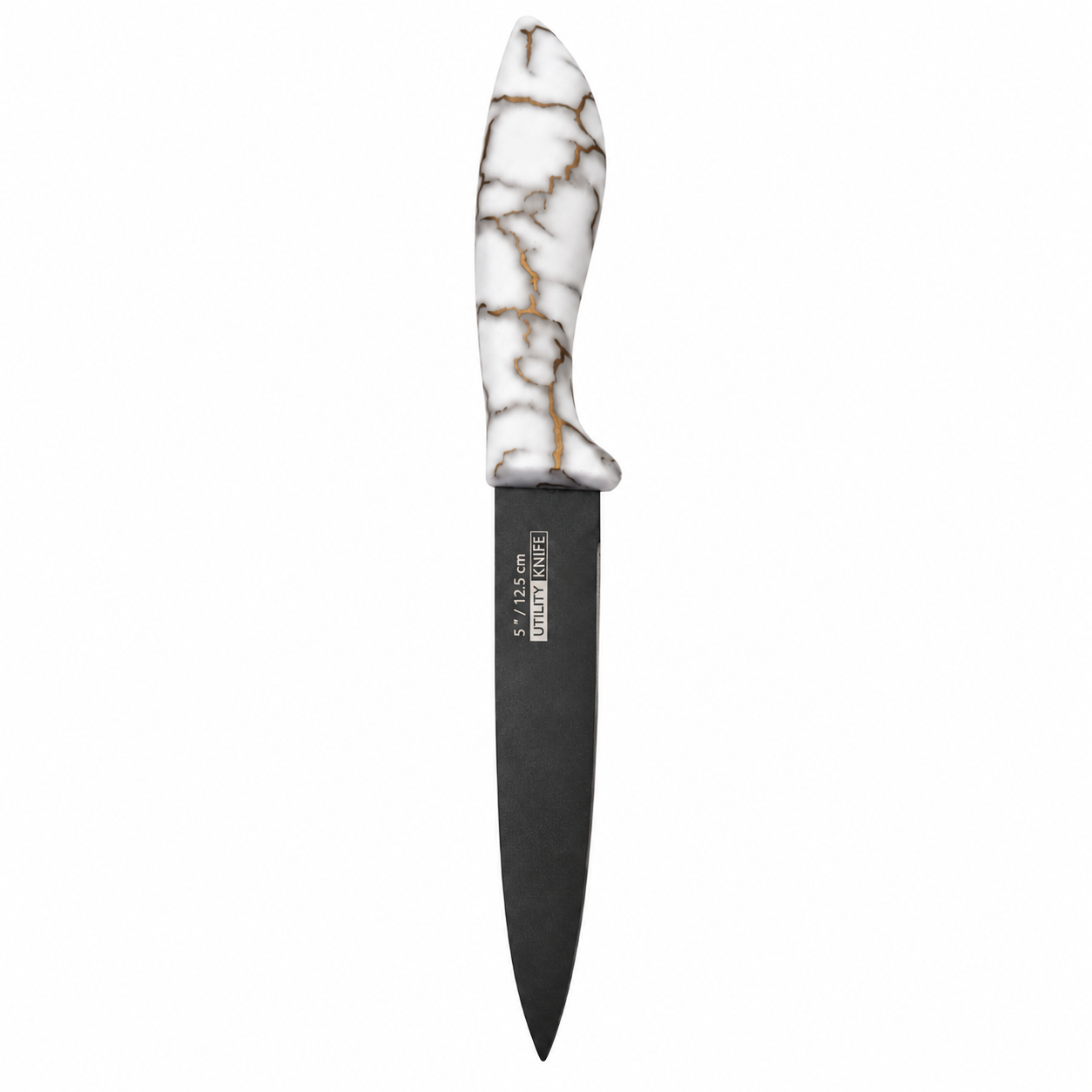 cutit-marca-uility Cuțit universal pentru bucătărie, cu mâner alb tip marmură, 12.5 cm - imagine 1
