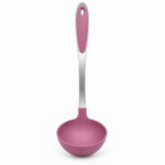Polonic de bucătărie din inox și silicon termorezistent, cupă adâncă și mâner ergonomic