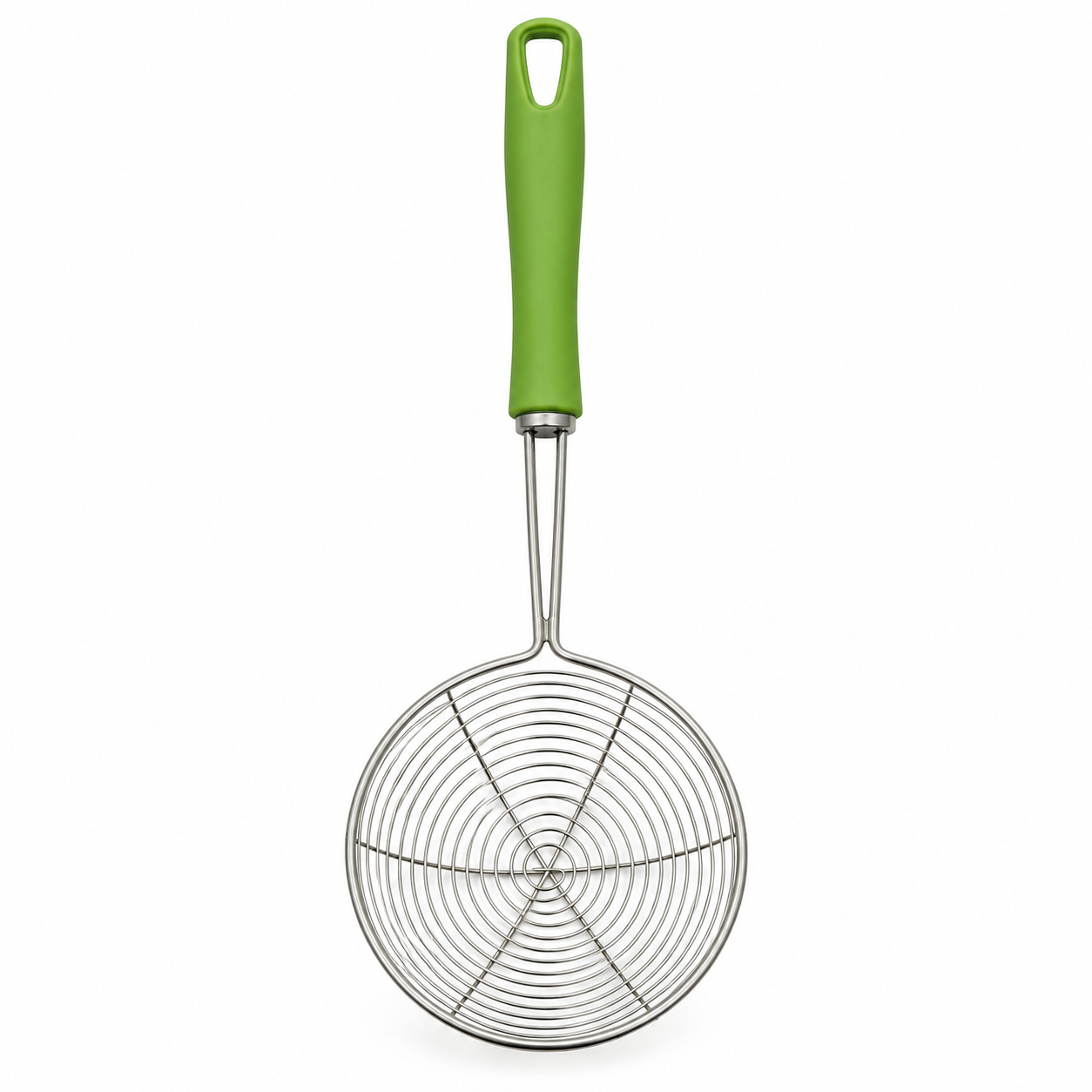 spumiera-tip-spider Spumieră tip plasă din inox cu mâner verde – Ustensilă pentru prăjit și strecurat (Model Spider) - imagine 1