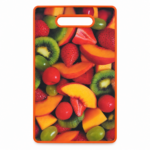 Tocător de bucătărie dreptunghiular cu mâner decupat, imprimeu fructe 38 x 29 cm