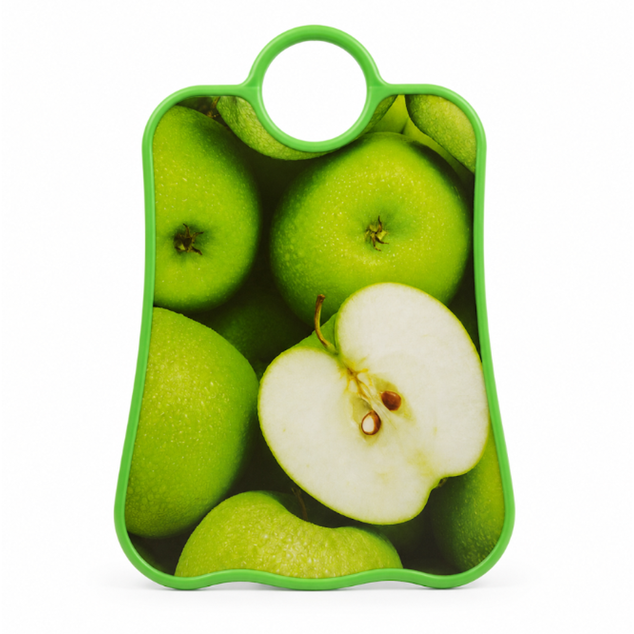 tocator-mere-verzi Tocător de bucătărie ergonomic cu mâner rotund lateral, diferite imprimeuri, 37 x 27 cm - imagine 1