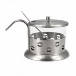 Zaharniță elegantă din inox cu capac și linguriță - Sugar Bowl